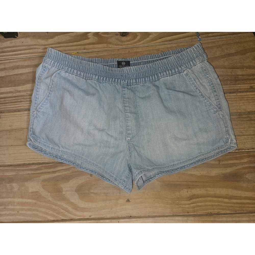 NWOT AG ADRIANO GOLDSCHMIED Light Denim Pull Up Elastic Waist Shorts Size XS